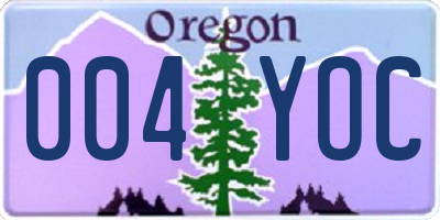 OR license plate 004YOC