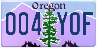 OR license plate 004YOF