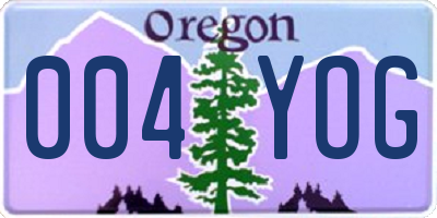 OR license plate 004YOG