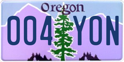 OR license plate 004YON