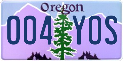 OR license plate 004YOS