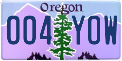 OR license plate 004YOW