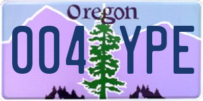 OR license plate 004YPE