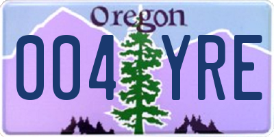 OR license plate 004YRE