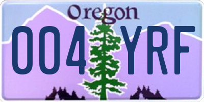 OR license plate 004YRF