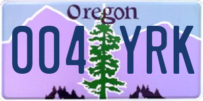 OR license plate 004YRK