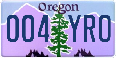 OR license plate 004YRO