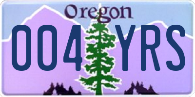 OR license plate 004YRS