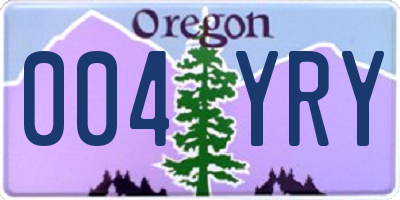 OR license plate 004YRY