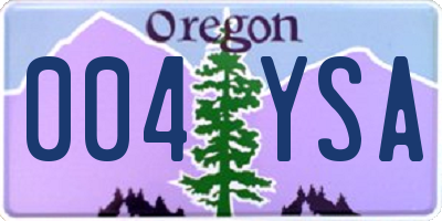 OR license plate 004YSA
