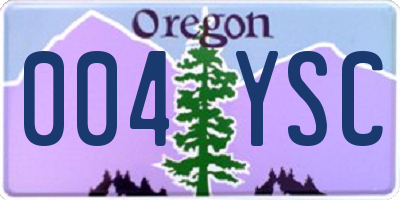 OR license plate 004YSC