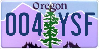 OR license plate 004YSF