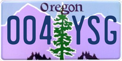 OR license plate 004YSG