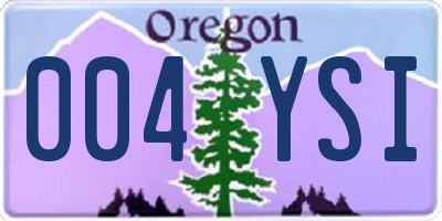 OR license plate 004YSI