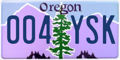 OR license plate 004YSK