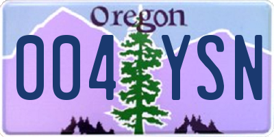 OR license plate 004YSN