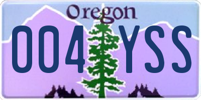 OR license plate 004YSS