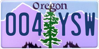 OR license plate 004YSW