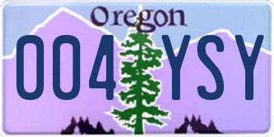 OR license plate 004YSY