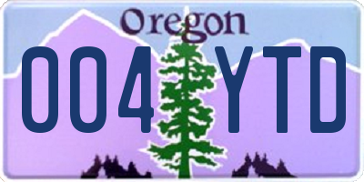 OR license plate 004YTD