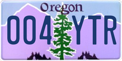 OR license plate 004YTR