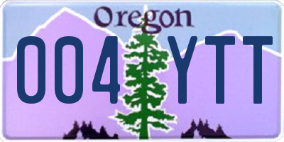 OR license plate 004YTT