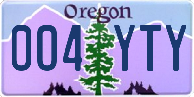 OR license plate 004YTY