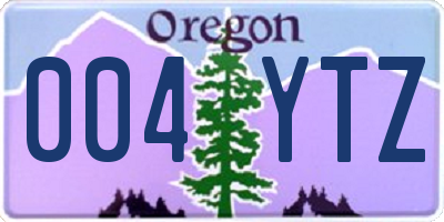 OR license plate 004YTZ