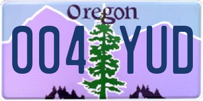 OR license plate 004YUD