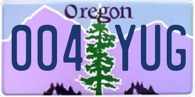 OR license plate 004YUG