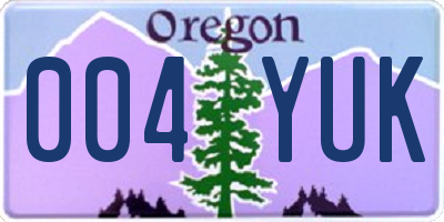 OR license plate 004YUK