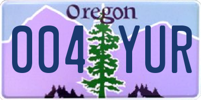 OR license plate 004YUR
