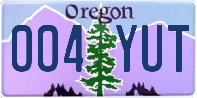 OR license plate 004YUT