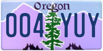 OR license plate 004YUY