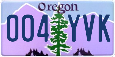 OR license plate 004YVK
