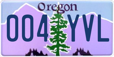 OR license plate 004YVL