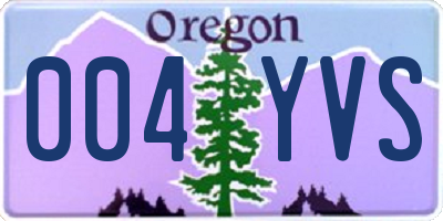 OR license plate 004YVS