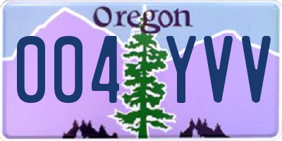 OR license plate 004YVV