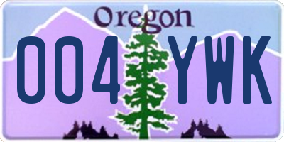 OR license plate 004YWK