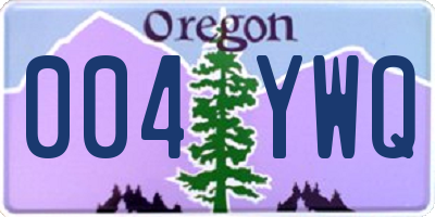 OR license plate 004YWQ