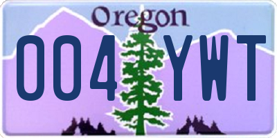 OR license plate 004YWT