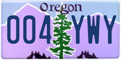 OR license plate 004YWY