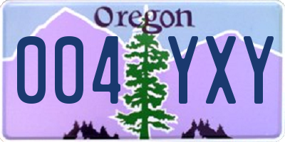 OR license plate 004YXY