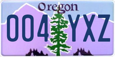 OR license plate 004YXZ