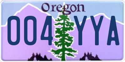 OR license plate 004YYA