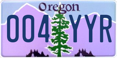 OR license plate 004YYR