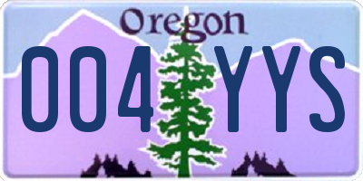 OR license plate 004YYS