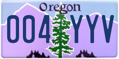 OR license plate 004YYV