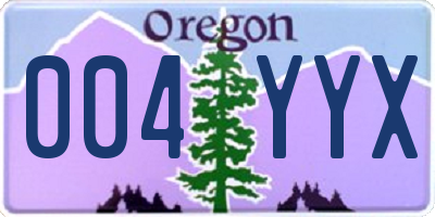 OR license plate 004YYX