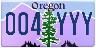 OR license plate 004YYY